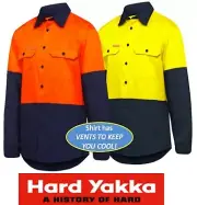 YAKKA - MENS HIVIS 145gsm 2-TONE DRILL VENTED LONG SLEEVE WORK SHIRT - Y07950