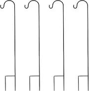 Shepherd Hook - 4pcs Rustproof Garden Border Hook, Bird Feeders Hanging Station | Adjustable Outdoor Garden Hooks Poles, Metal Stake Pole for Hanging Lanterns Plant Baskets Solar Light