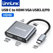 Unnlink USB C to HDMI VGA USB 3.0 Converter Type C Adapter for Macbook Samsung D