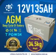 12V 135AH AGM DEEP CYCLE BATTERY Caravan Boat Solar Camp 4WD 2Years 120Ah 130AH