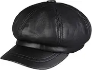 [Generic] Women Spring Genuine Leather Powder Painter Hat Elegant Octagonal Peaked French Literary Beret Caps