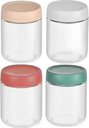 4 Pack 16 oz Wide Mouth Glass Jar with Screw Lids for Sealing, Reusable Mason Jars,Overnight Oats for Milk, Salad Dressing, Fruit, Yoghurt, DIY Projects, Jam Spices Food Storage Jar (500ML-4PCS)