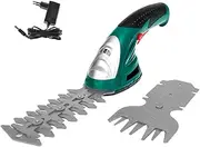 2-in-1 Grass Shear, 7.2 V Cordless Hedge Trimmer with 2 Blades, Handheld Hedge Trimmer with Rechargeable 1500 mAh Lithium-ion Battery for Garden Yard Lawn Shrub