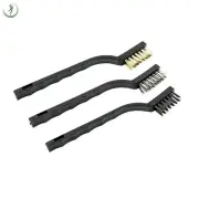 3Pc Wire Brush Steel Brass Nylon Set Cleaning Polishing Detail 6 1/2” Long