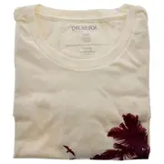 Womens Boyfriend Tee - Palms And Floral Sunset by Delsol for Women - 1 Pc T-Shirt (L)