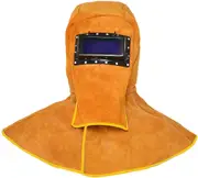 Sztxj Welding Hoods Leather Welding Hood Cowhide Welding Hood Welding Helmet with Auto Darkening Filter Lens, Protective Mask