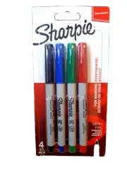 Sharpie Permanent Ultra-Fine Point Markers Assorted 4 Colours