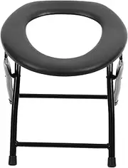 Baluue Folding Toilet Stool for Elderly Portable Commode Chair Metal Construction Comfortable for Patients