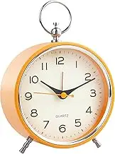 VOSSOT Analogue Alarm Clock, No Ticking, Round Retro Clock, Bedroom with Night Light, Snooze, 4.3 Inch Aesthetic Alarm Clock, Battery Operated Vintage Alarm Clock, Silent Children's Alarm Clock, Quiet