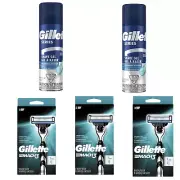 Gillette Mach3 Razors (3 count) & Shave Gel (2 count) Bundle