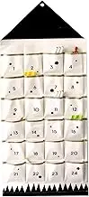 Hanging Advent Calendar, 43.3x20.5 Inch Fabric Advent Calendar with 24 Pockets, Reusable Over The Door Organizer for Living Room Bedroom Bathroom