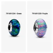 *New Authentic* Pandora Green/Purple Opalescent Charm-791691C04, 791691C05