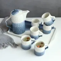 在飛比找蝦皮商城精選優惠-漸變陶瓷水壺 茶壺套裝 傢用耐熱茶杯套裝 客廳冷水壺 茶具 