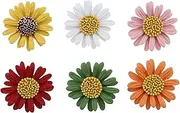 [VGOL] 6Pcs Daisy Flower Brooch Multicoloured Daisy Flower Enamel Brooch Ladies Fashion Brooches Clothing Accessories for Hats Jackets Jeans