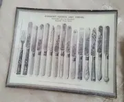 Victorian Trading Co Dessert Knives & Forks Glass Advertisement Tray 11x14 4C