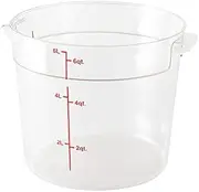[Restaurantware] Met Lux 6 Quart Food Storage Container, 1 Round Commercial Storage Container - Lid Sold Separately, with Volume Markers, Clear Plastic Food Prep Bucket, Space-Saving Storage,Red