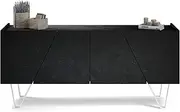 [Mobili Fiver] Emma 4-Door Sideboard with White Legs, Concrete Effect, Black, Made in Italy