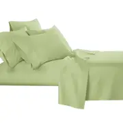 Green Bamboo Cooling Flat Fitted Sheet Set - 2000TC