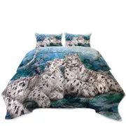 Wild Animal Art Whisper White Snow Leopards Coverlet
