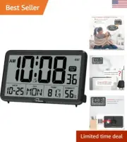 Auto Set Digital Wall Clock Battery Operated, Desk Clocks with Temperature, H...