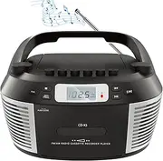 CD Player with Radio, Portable CD Player Boombox with Bluetooth & Remote, Compatible CD, CD-R/RW, USB Playback with Earphone Jack, Cassette Player Combo, AM/FM Radio for Home, Kids