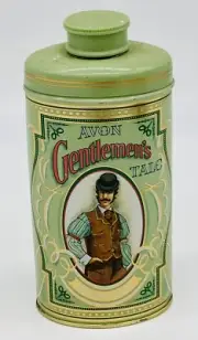 Vintage Avon Gentlemen's Green Talc Tin Powder Can 1970s