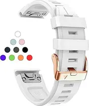 Quickfit 20mm Watch Band for Garmin fenix 5s 6s 7s Pro Solar - Rose Gold Buckle - Rugged Silicone Wristband Replacement for Garmin Epix Pro Gen 2 42mm Descent Mk2s/3/3i