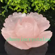 1pc Natural Rose quartz Carved Flower reiki crystal skull decor crystal gift 2''