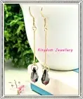 925 Sterling Silver Hook Dangle Earring made with Silver Night Swarovski Crystal