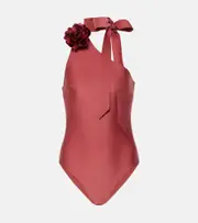 [Zimmermann] Zimmermann Waverly floral-appliqué one-shoulder swimsuit AU 14 red
