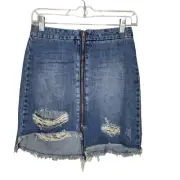 NWT One Teaspoon Destroyed Mini jean Skirt Vixen High Waist Fitted Sz 24 27