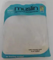 Montgomery Ward Double Size Flat Bed Sheet Muslin White 54x75" VTG New Old Stock