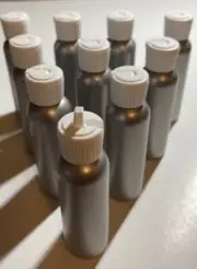 Silver PET Empty Plastic Bottle. 2 oz with Flip Top Dispensing Cap. 10 PACK