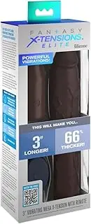 Fantasy X-Tensions Elite Vibrating Mega X-tension with Remote - Brown - Brown 7.6 cm USB Rechargeable Vibrating Penis Extender Sleeve