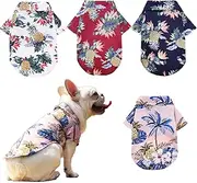 Pack of 4 Hawaiian Dog Shirt Summer Breathable Pet Clothes Dog Sweatshirts Cool Coconut Tree Pineapple Beach Dog Shirts for Small Medium Large Dog Cat Boy Girl Cute Dog Polo Apparel XS-5XL (M)