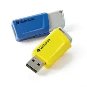 Verbatim 16GB Store 'n' Click USB Flash Drive - 2pk - Blue, Yellow (70377)