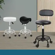 ALFORDSON Salon Stool Saddle Backrest Swivel Barber Hair Dress Leather Chair