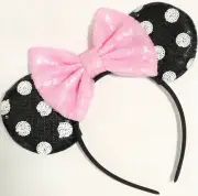 Polka Dot Sequin Minnie Mouse Ears, Mickey Minnie Mouse Ears, HANDMADE Disney