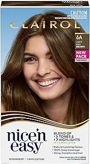 Clairol Nice 'N Easy Permanent Hair Colour 6A Natural Light Ash Brown, 100% Grey Coverage, Natural Looking Hair Colour