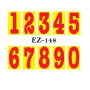 Car Dealer Window Stickers 5 1/2 Inch Numbers Red and Yellow 12 Packs
