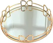 Decorative Tray Gold Stainless Steel Round Gateby Serving Tray Home Decor for Home Decor(27x5cm)