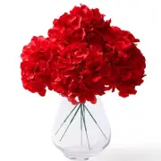 540 Petals Silk Hydrangea Artificial Flowers Red Big Heads with Stems Fake Hy...
