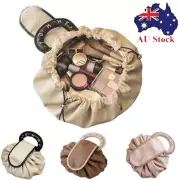 Lazy Cosmetic Bag PU leather Drawstring Makeup Case Storage Bag Portable Travel
