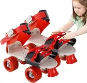 Kids Roller Skates Adjustable Roller Skates Quad Skates Wear-Resistant and No Need to Remove Shoes with 4 Wheels for Teens