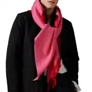 Burberry London Unisex Pink 100% Cashmere Fringe Trimmed Triangle Scarf Shawl