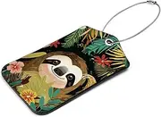 [KQNZT] Luggage Tags for Suitcases, 2 Pcs Suitcase Tag, Bag Tags for Luggage, Cute Luggage Tag, Luggage Name Tags, Cartoon Tropical Leaves Sloth Animal