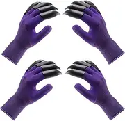 BEADNOVA Garden Gloves with Claws Digging Gloves Claw Gardening Gloves for Digging Gardening Planting (2 Pairs, Purple)