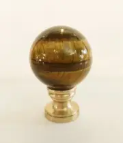 Lamp Finial-TIGER EYE QUARTZ Crystal Sphere On Brass Base In AB,PB or CH (1 PC.)