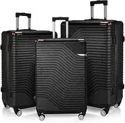 [Syekcl] Premium Travel Luggage Set – Durable, Lightweight, and Stylish 3-Piece Spinner Suitcase Collection (Black)