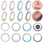 Titanium Front Side Opal Nose Ring Ear Helix Hinged Clicker Hoop Piercing 6-12mm